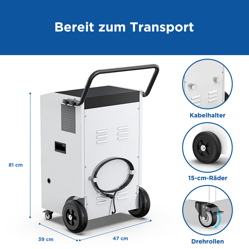110-Liter Gewerbe-Entfeuchter mit Pumpe und Ablaufschlauch | MOISWELL Explorer DE90