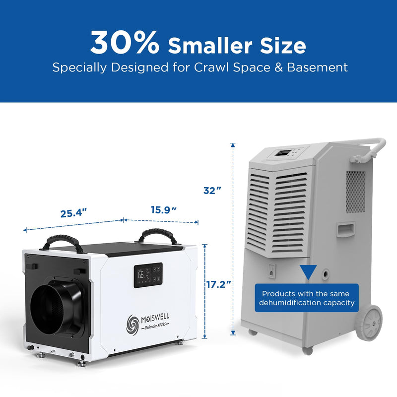 235 Pints Commercial Dehumidifier with Pump and Drain Hose | MOISWELL Defender XP235