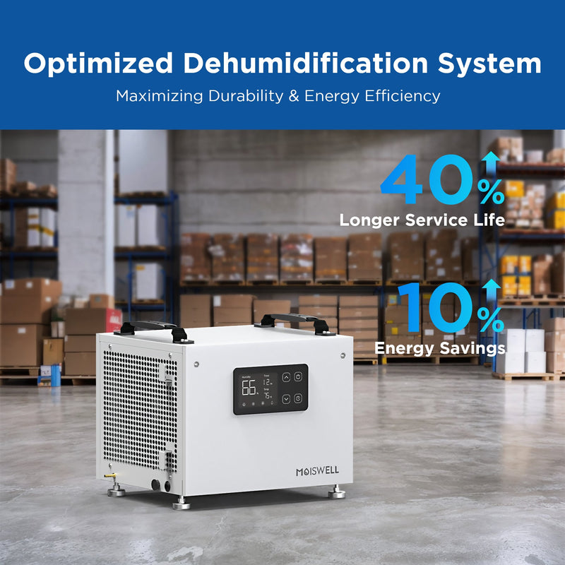 70 Pints Commercial Dehumidifier with Pump for Basement & Home | MOISWELL Defender SP60