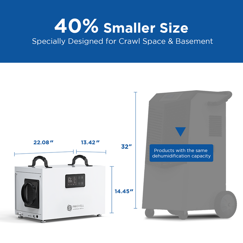 145 Pints Crawl Space Dehumidifier with Pump and Drain Hose | MOISWELL Defender MP70