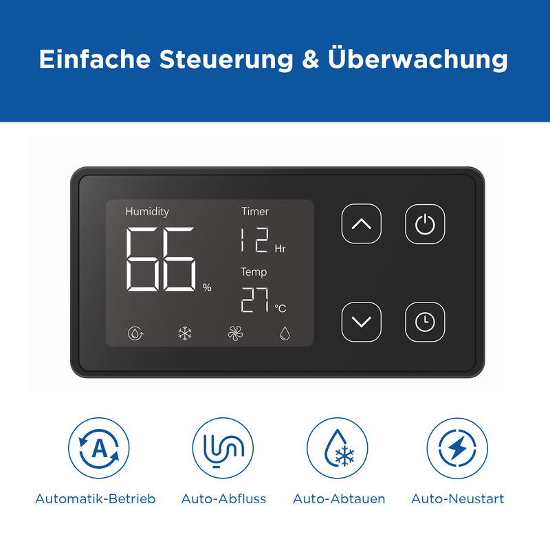 35-Liter Gewerbe-Entfeuchter mit Ablaufschlauch für Kriechkeller & Keller | MOISWELL Defender DEP30