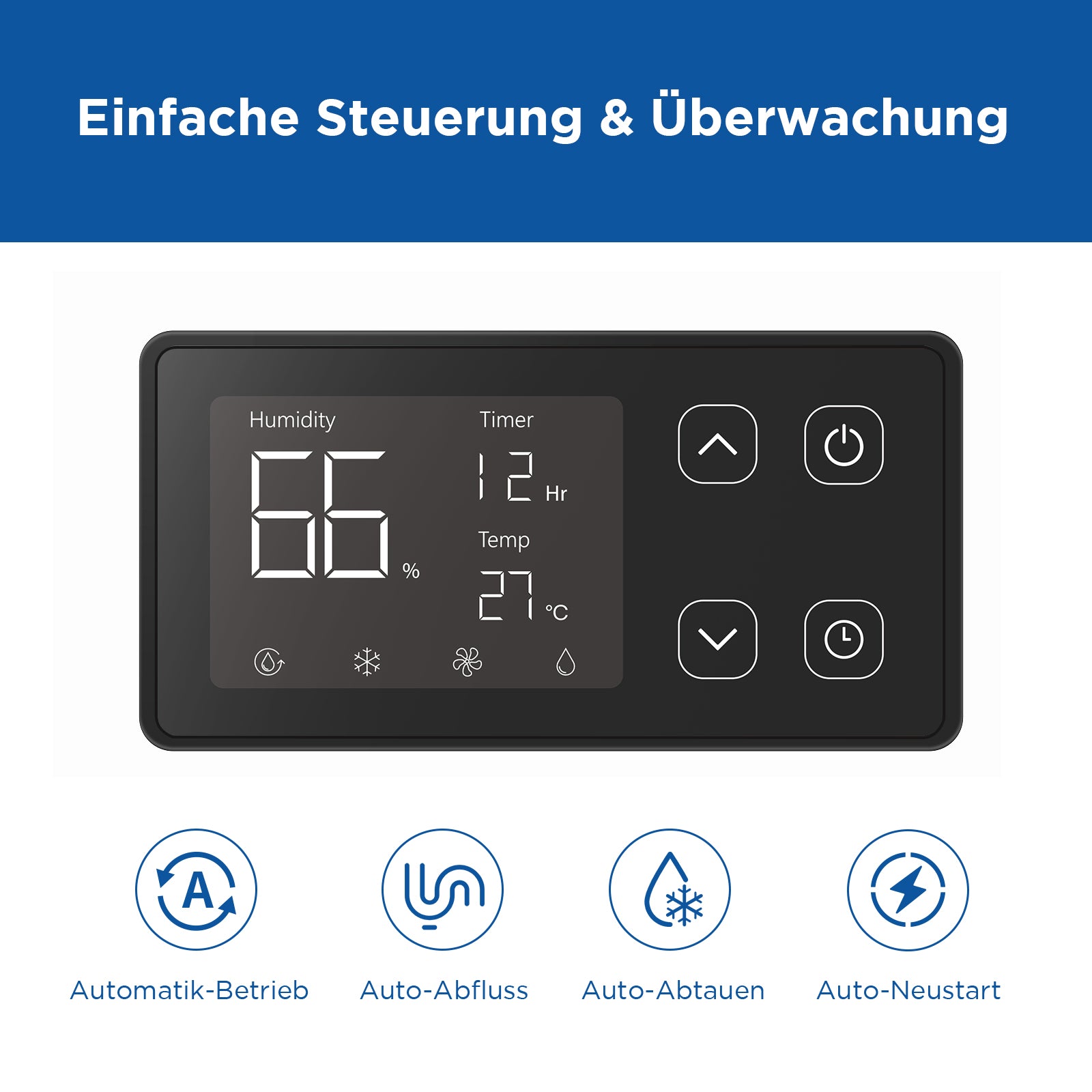 75-Liter Gewerbe-Entfeuchter mit Ablaufschlauch für Kriechkeller & Keller | MOISWELL Defender DE50